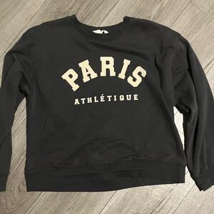 H&M Black Crewneck Sweater with Cream Print